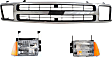 3-Piece Kit, Grille Chrome Shell with Black Insert, Includes (1) Grille and (2) Headlight