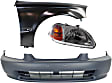 3-Piece Kit, Front Primed Bumper Cover, Includes (1) Bumper Cover, (1) Fender, and (1) Headlight