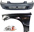 3-Piece Kit, Front Primed Bumper Cover, Includes (1) Bumper Cover, (1) Fender, and (1) Headlight