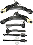 6-Piece Kit Front, Driver and Passenger Side, Lower Control Arm Kit, Includes (2) Control Arm and (4) Tie Rod End