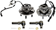2-Wheel Set Front, Driver and Passenger Side Wheel Hub, 5 Lugs, With Bearing, With Sensor, Includes (2) Tie Rod End and (2) Wheel Hub