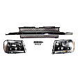 2007 Chevrolet Trailblazer - 3-Piece Kit Driver and Passenger Side Halogen Headlight, With bulb(s), OE Replacement,  Includes (1) Grille Assembly and (2) Headlight