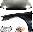 2001 Toyota Camry - 4-Piece Kit Factory Style Hood, USA Built Vehicle, Steel, Primed, Includes (1) Corner Light, (1) Fender, (1) Headlight, and (1) Hood