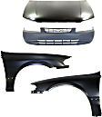 4-Piece Kit Factory Style Hood, USA Built Vehicle, Steel, Primed, Includes (1) Bumper Cover, (2) Fender, and (1) Hood