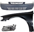 3-Piece Kit, Front Primed Bumper Cover, Includes (1) Bumper Cover, (1) Fender, and (1) Headlight
