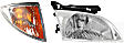 2000-2002 Chevrolet Cavalier - 2-Piece Kit Passenger Side Halogen Headlight, With bulb(s), OE Replacement, Includes (1) Corner Light and (1) Headlight