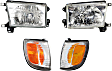 1999 Toyota 4Runner - 4-Piece Kit Driver and Passenger Side Halogen Headlight, With bulb(s), OE Replacement,  Includes (2) Corner Light and (2) Headlight