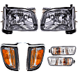 2002 Toyota Tacoma - 6-Piece Kit Driver and Passenger Side Halogen Headlight, With bulb(s), OE Replacement,  Includes (2) Corner Light, (2) Headlight, and (2) Turn Signal Light