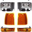 1992 Ford Ranger - 6-Piece Kit Driver and Passenger Side Halogen Headlight, With bulb(s), OE Replacement,  Includes (2) Corner Light, (2) Headlight, and (2) Turn Signal Light