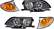 4-Piece Kit Driver and Passenger Side Halogen Headlight, With bulb(s), OE Replacement, Includes (2) Headlight and (2) Corner Light