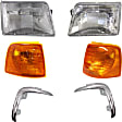 1997 Ford Ranger - 6-Piece Kit Driver and Passenger Side Halogen Headlight, With bulb(s), OE Replacement, Standard Cab Pickup,  Includes (2) Corner Light, (2) Grille Assembly, and (2) Headlight