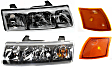 2004 Saturn Vue - 4-Piece Kit Driver and Passenger Side Halogen Headlight, With bulb(s), OE Replacement,  Includes (2) Headlight and (2) Side Marker