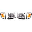 1998 Toyota Tacoma - 4-Piece Kit Driver and Passenger Side Halogen Headlight, With bulb(s), OE Replacement, RWD,  Includes (2) Corner Light and (2) Headlight