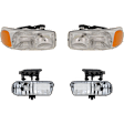4-Piece Kit Driver and Passenger Side Halogen Headlight, With bulb(s), OE Replacement, Includes (2) Fog Light and (2) Headlight