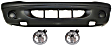 2002 Dodge Dakota - 3-Piece Kit Front Upper - Textured, Lower - Primed Bumper Cover, For Models With 1-Piece Bumper,  Includes (1) Bumper Cover and (2) Fog Light