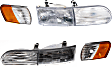 4-Piece Kit Driver and Passenger Side Halogen Headlight, With bulb(s), OE Replacement, Includes (2) Corner Light and (2) Headlight