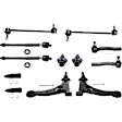 12-Piece Kit Front, Driver and Passenger Side Suspension Kit, Includes (2) Ball Joint, (2) Control Arm, (2) Steering Rack Boot, (2) Sway Bar Link, and (4) Tie Rod End