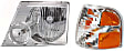 2002-2004 Ford Explorer - 2-Piece Kit Driver Side Halogen Headlight, With bulb(s), Sport Utility, OE Replacement, Includes (1) Corner Light and (1) Headlight