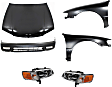 6-Piece Kit Factory Style Hood, Steel, Primed, Includes (1) Bumper Cover, (2) Fender, (2) Headlight, and (1) Hood