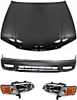 4-Piece Kit Factory Style Hood, Steel, Primed, Includes (1) Bumper Cover, (2) Headlight, and (1) Hood