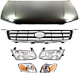 6-Piece Kit Factory Style Hood, USA Built Vehicle, Steel, Primed, Includes (2) Corner Light, (1) Grille, (2) Headlight, and (1) Hood