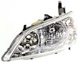 2004-2005 Honda Civic - 3-Piece Kit Driver and Passenger Side Halogen Headlight, Without bulb(s), Coupe, OE Replacement, Includes (1) Grille Assembly and (2) Headlight