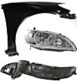 3-Piece Kit Passenger Side Halogen Headlight, Without bulb(s), OE Replacement, Includes (1) Headlight, (1) Fender and (1) Fender Liner