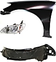 3-Piece Kit Driver Side Halogen Headlight, Without bulb(s), OE Replacement, Includes (1) Headlight, (1) Fender and (1) Fender Liner