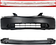3-Piece Kit, Front Primed Bumper Cover, Includes (1) Bumper Absorber, (1) Bumper Cover, and (1) Bumper Reinforcement