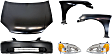 2001 Honda Civic - 6-Piece Kit Factory Style Hood, Steel, Primed, Coupe,  Includes (1) Bumper Cover, (2) Fender, (2) Headlight, and (1) Hood