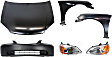 2001 Honda Civic - 6-Piece Kit Factory Style Hood, Steel, Primed, Sedan,  Includes (1) Bumper Cover, (2) Fender, (2) Headlight, and (1) Hood