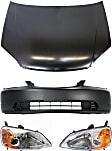 2002 Honda Civic - 4-Piece Kit Factory Style Hood, Steel, Primed, Sedan, Includes (1) Bumper Cover, (2) Headlight, and (1) Hood