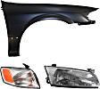 3-Piece Kit, Front, Passenger Side Fender, Includes (1) Corner Light, (1) Fender, and (1) Headlight