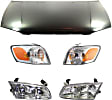 5-Piece Kit Factory Style Hood, USA Built Vehicle, Steel, Primed, Includes (2) Corner Light, (2) Headlight, and (1) Hood