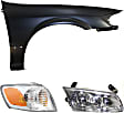 3-Piece Kit, Front, Passenger Side Fender, Includes (1) Corner Light, (1) Fender, and (1) Headlight