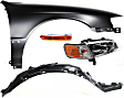 4-Piece Kit Passenger Side Halogen Headlight, With bulb(s), OE Replacement, Includes (1) Fender, (1) Fender Liner, (1) Turn Signal Light and (1) Headlight