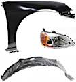 3-Piece Kit Passenger Side Halogen Headlight, With bulb(s), OE Replacement, Sedan, Includes (1) Headlight, (1) Fender and (1) Fender Liner
