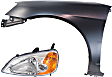 2-Piece Kit Driver Side Halogen Headlight, With bulb(s), OE Replacement, Sedan, Includes (1) Headlight and (1) Fender