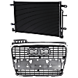2005-2009 Audi A4 Quattro - 2-Piece Kit, Grille Chrome Shell with Gray Insert, Includes (1) A/C Condenser and (1) Grille Assembly