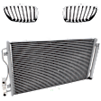 3-Piece Kit Base Driver and Passenger Side Grille Chrome Shell with Painted Black Insert, Includes (1) A/C Condenser and (2) Grille Assembly