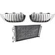 3-Piece Kit Base Driver and Passenger Side Grille Chrome Shell w/ Textured Black Insert, Includes (1) A/C Condenser and (2) Grille Assembly