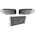 3-Piece Kit Base Driver and Passenger Side Grille Chrome Shell w/ Textured Black Insert, Includes (1) A/C Condenser and (2) Grille Assembly
