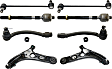 8-Piece Kit Front, Driver and Passenger Side, Lower Control Arm Kit, Includes (2) Control Arm, (2) Sway Bar Link, and (4) Tie Rod End