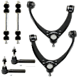 6-Piece Kit Front, Driver and Passenger Side, Upper Control Arm Kit, Includes (2) Control Arm, (2) Sway Bar Link, and (2) Tie Rod End