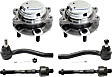 2-Wheel Set Front, Driver and Passenger Side Wheel Hub, 5 Lugs, With Bearing, RWD, Includes (4) Tie Rod End and (2) Wheel Hub