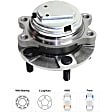 2-Wheel Set Front, Driver and Passenger Side Wheel Hub, 5 Lugs, With Bearing, RWD, Includes (4) Tie Rod End and (2) Wheel Hub