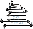 8-Piece Kit Front, Driver and Passenger Side, Lower, Rearward Control Arm Kit, Includes (2) Control Arm, (2) Sway Bar Link, and (4) Tie Rod End