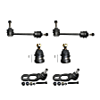6-Piece Kit Front, Driver and Passenger Side Suspension Kit, Includes (4) Ball Joint and (2) Sway Bar Link