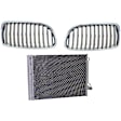 3-Piece Kit Base Sedan Driver and Passenger Side Grille Chrome, Includes (1) A/C Condenser and (2) Grille Assembly