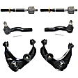 6-Piece Kit Front, Driver and Passenger Side, Upper Control Arm Kit, Includes (2) Control Arm and (4) Tie Rod End